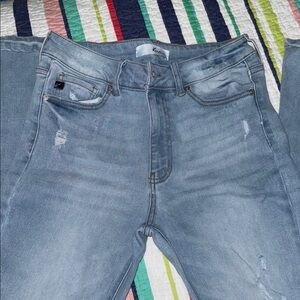 Kan-Can Blue Denim distressed knee bellbottom